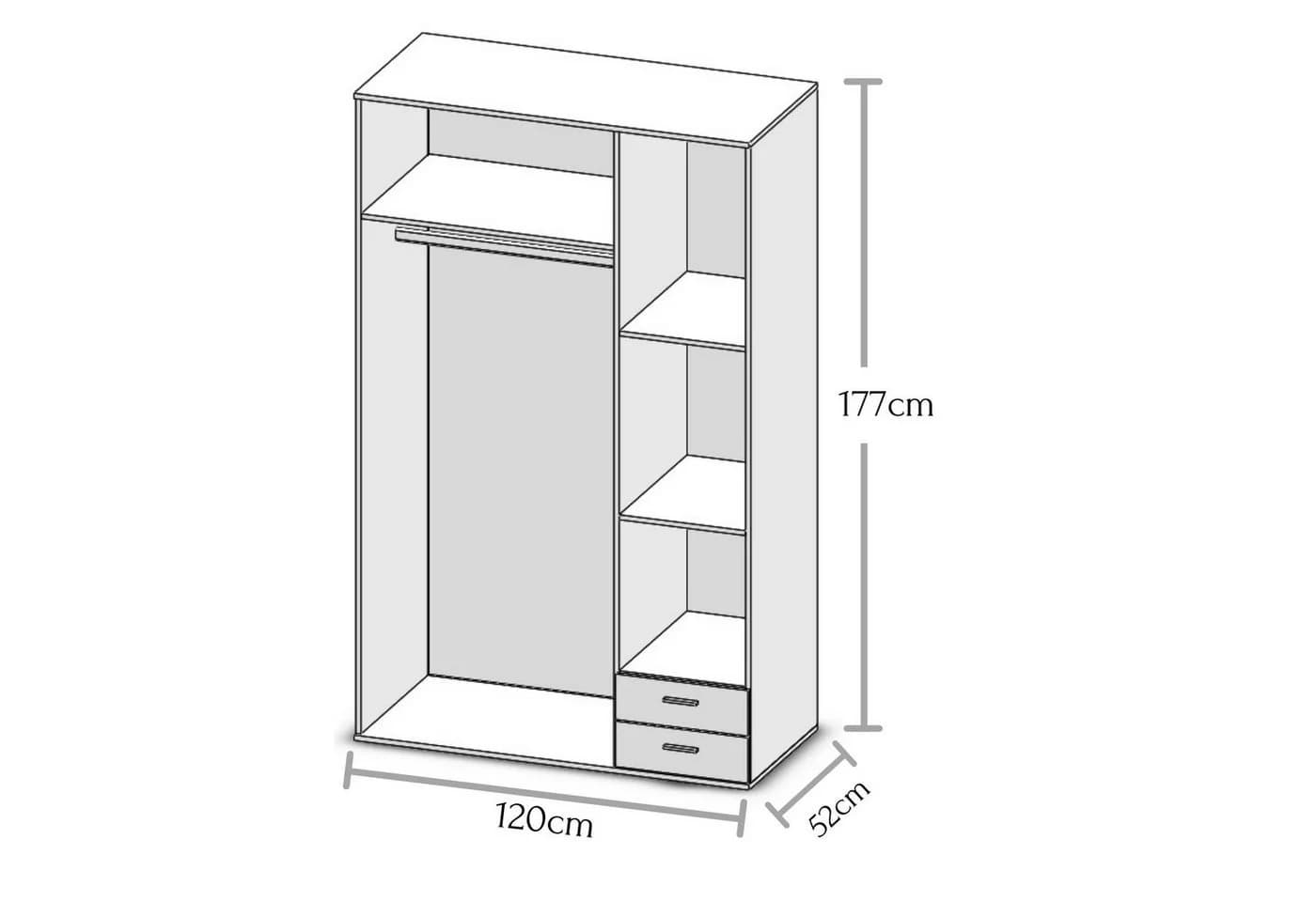 möbelando Kleiderschrank Hamina Sonoma-Eiche 3 Türen 2 Schubkästen - Bild 4
