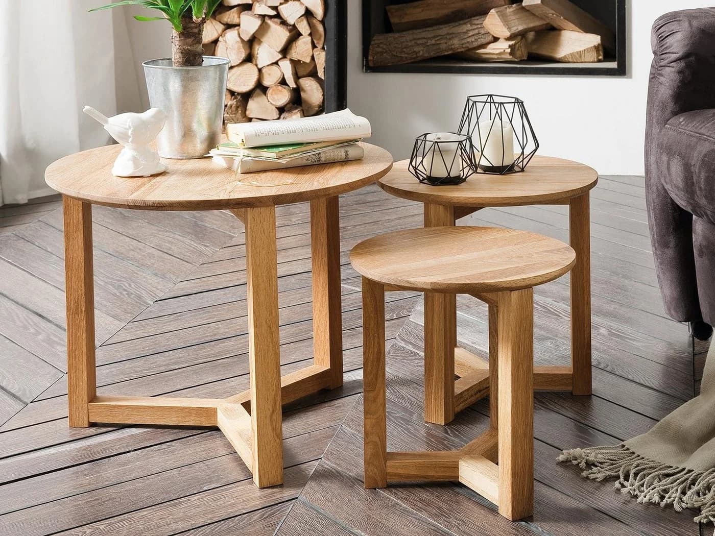 möbelando Satztisch Rich 3-tlg. Asteiche Massivholz - Bild 2