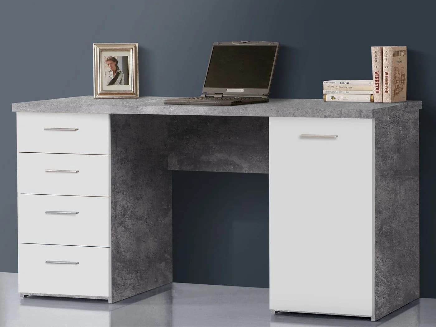 freiraum Schreibtisch Balu Modern Betonoptik Weiß