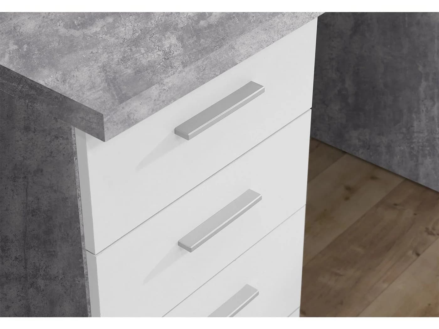 freiraum Schreibtisch Balu Modern Betonoptik Weiß - Bild 4