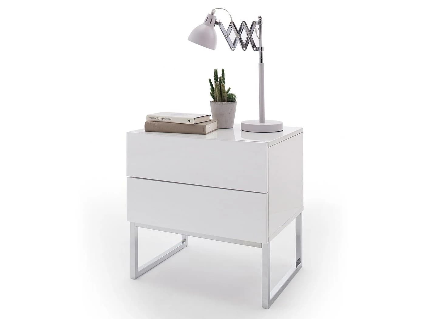 möbelando Nachtkonsole Newark Touch-to-Open Weiß - Bild 3