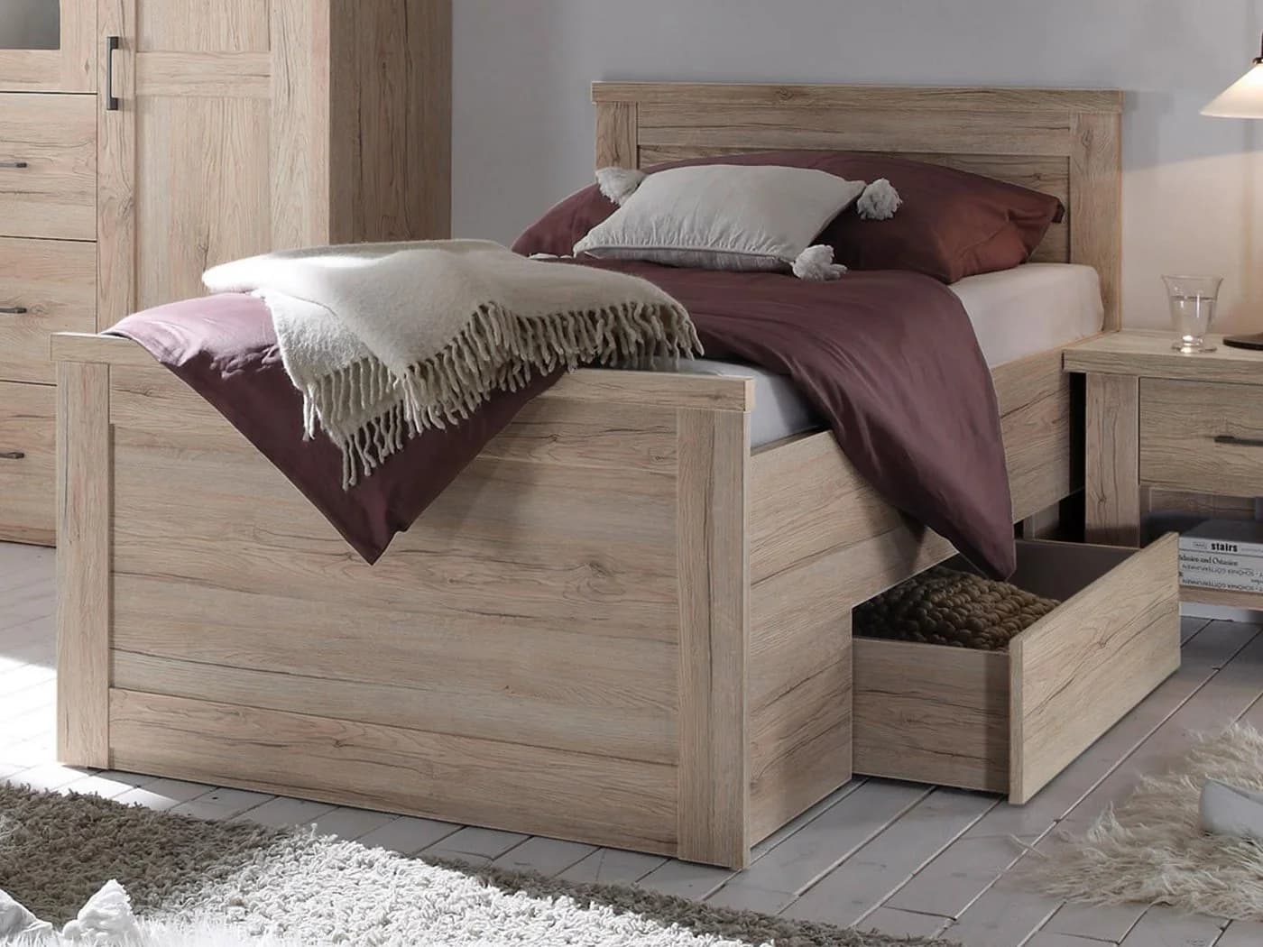 möbelando Bett Lebbie Landhausstil San Remo Eiche - Bild 2