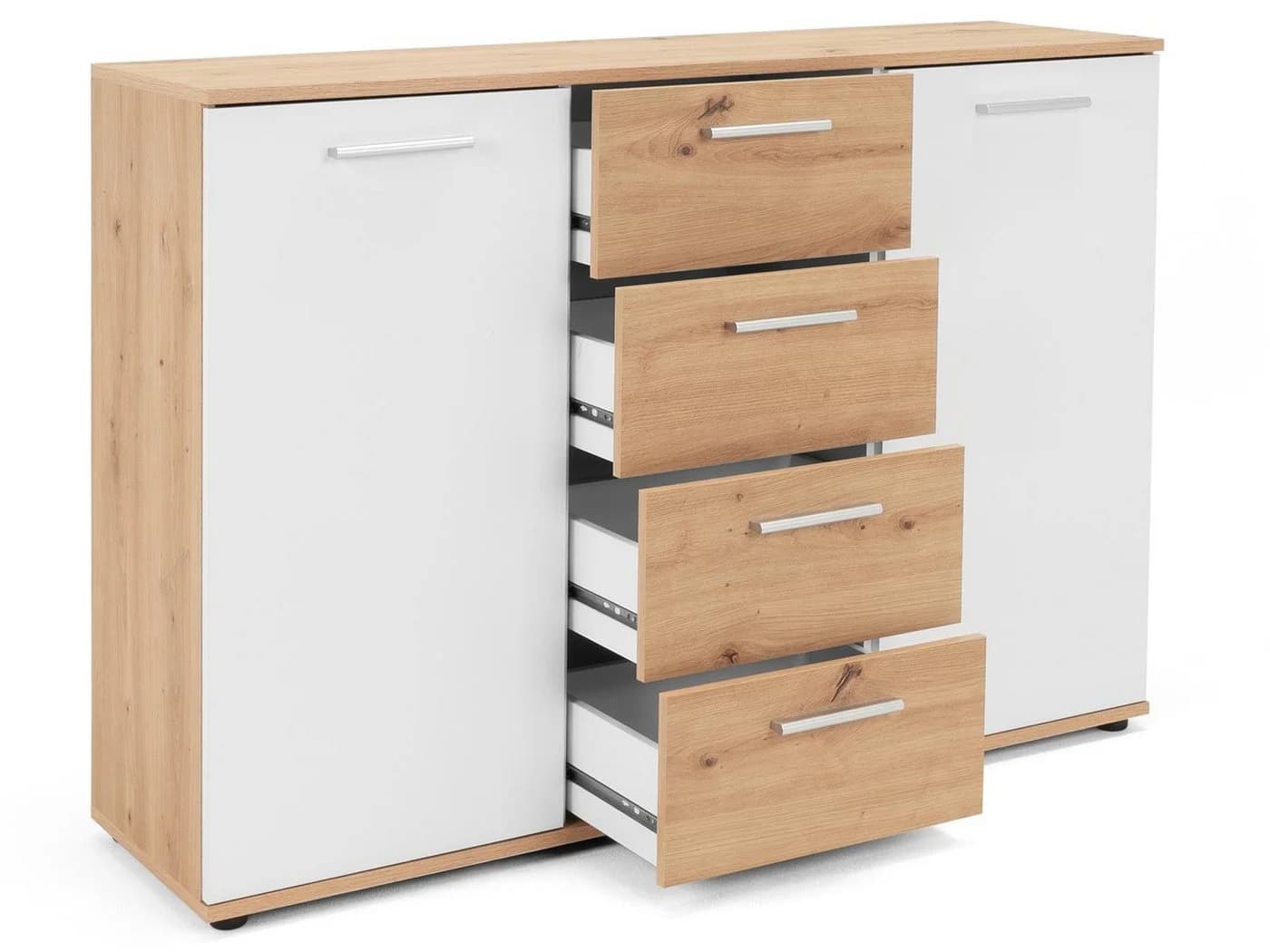 freiraum Sideboard Jacklin Modern Weiß Eiche Optik - Bild 5