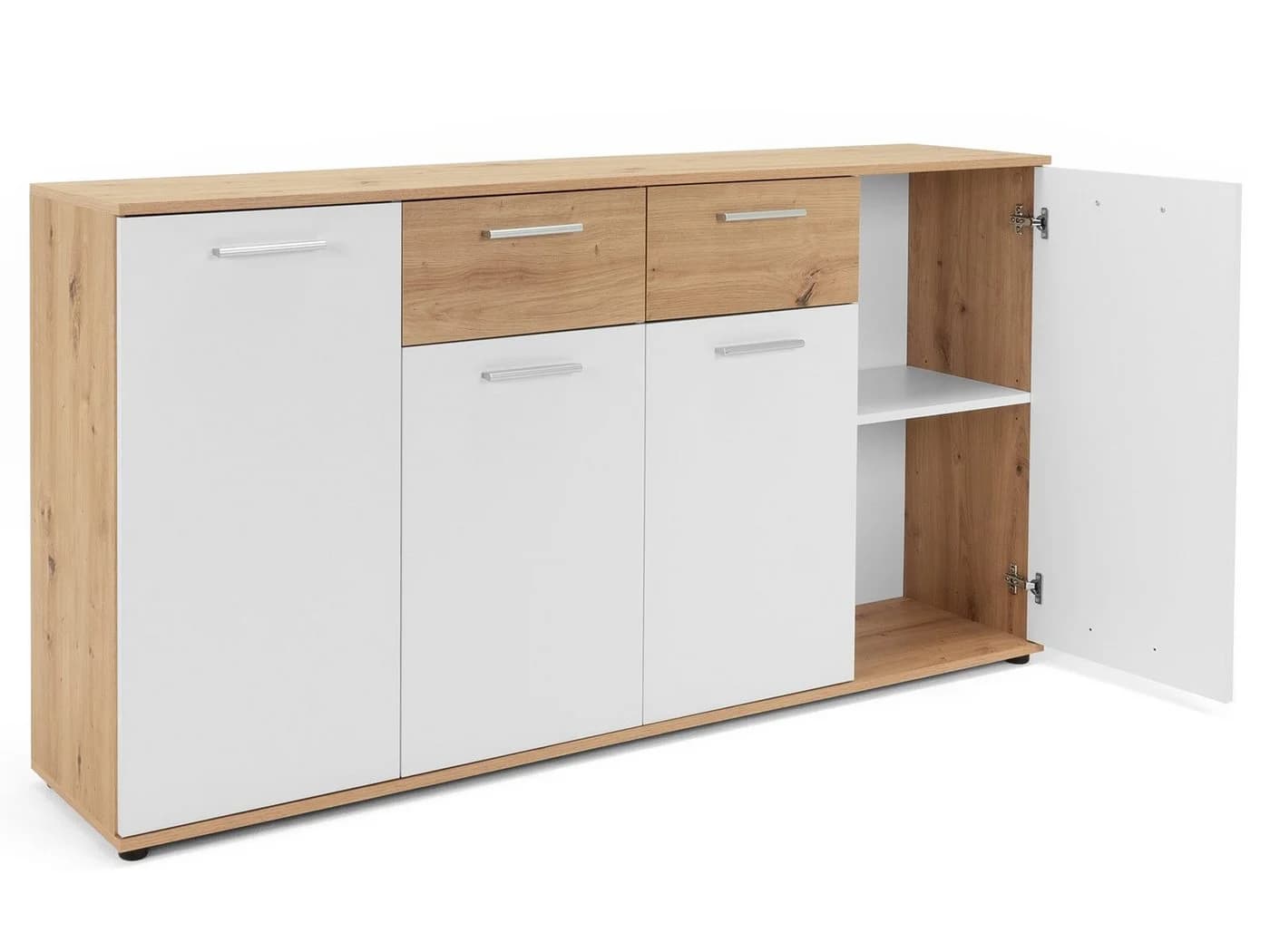 freiraum Sideboard Jacklin Artisan Eiche Weiß 4 Türen 2 Schubkästen