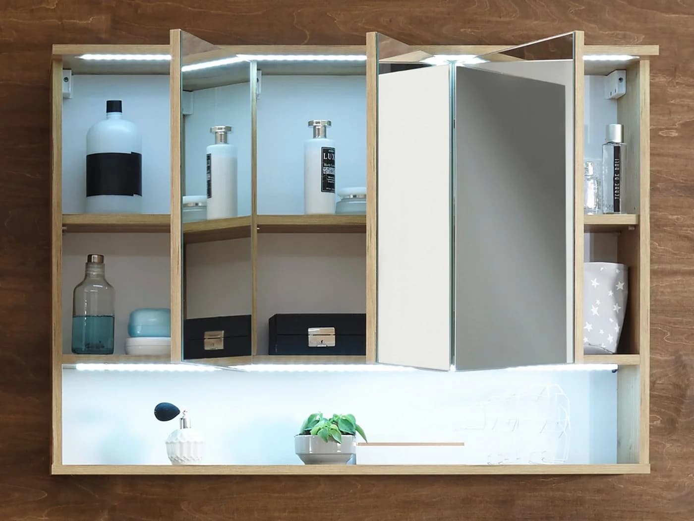 PREISBRECHER Spiegelschrank Bella Wildeiche mit LED & Steckdose - Bild 3