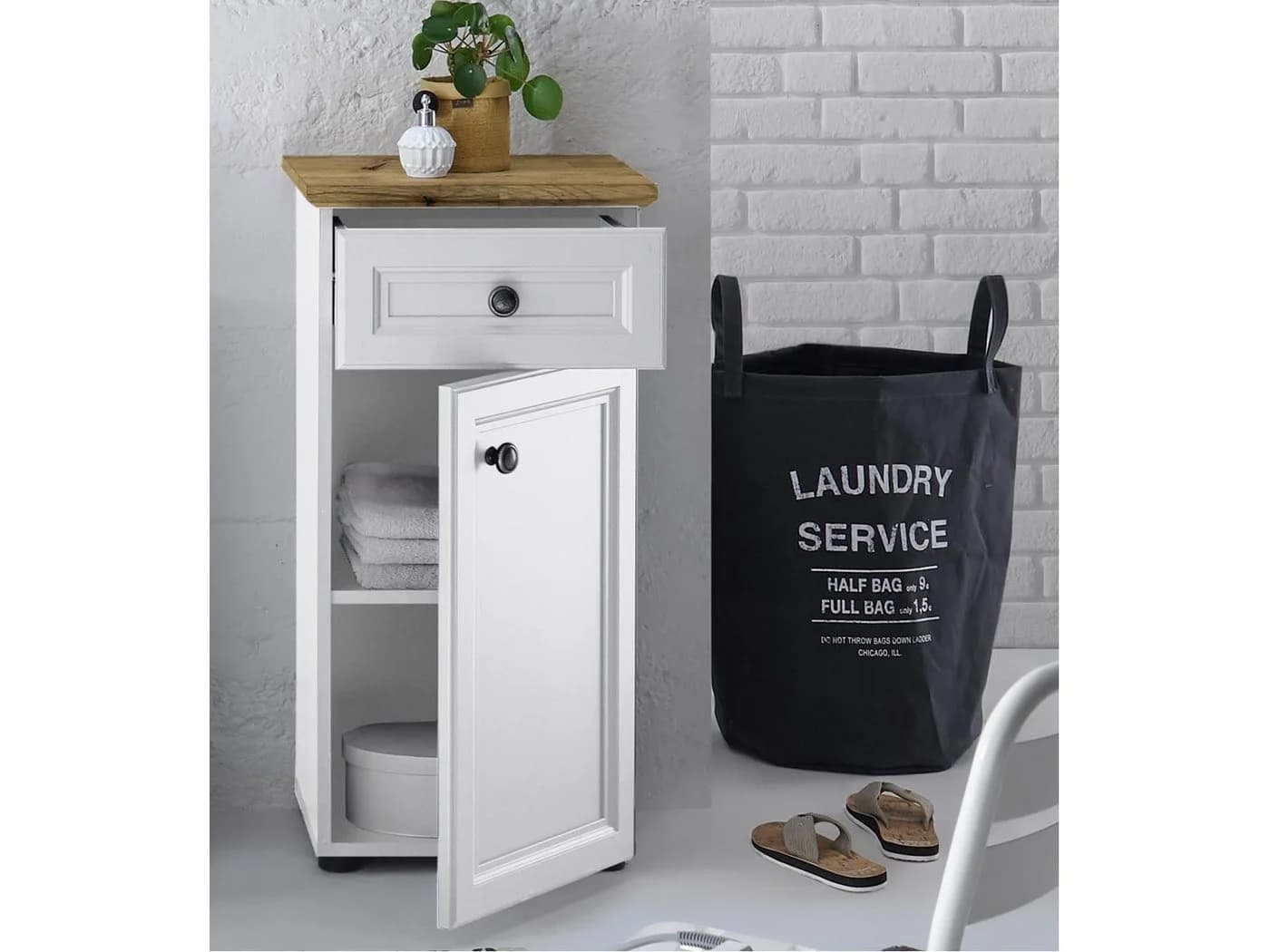 PREISBRECHER Unterschrank Tomlin Weiß Artisan Eiche Landhausstil - Bild 2
