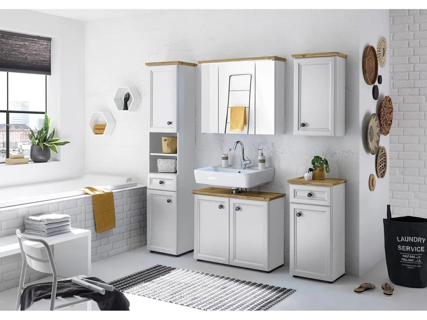 PREISBRECHER Unterschrank Tomlin Weiß Artisan Eiche Landhausstil - Bild 3
