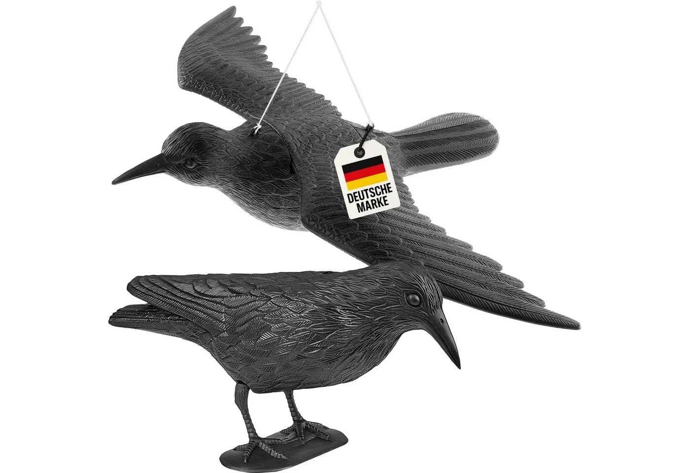 WELLGRO Vogelschreck Krähe Schwarz - Vogelabwehr für Garten & Balkon - Bild 2