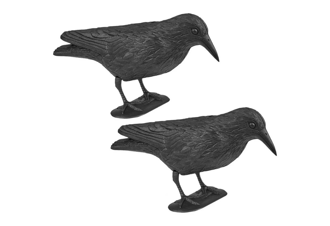 Wellgro Gartenfigur 2 x Vogelschreck Krähe sitzend Schwarz Kunststoff - Bild 2