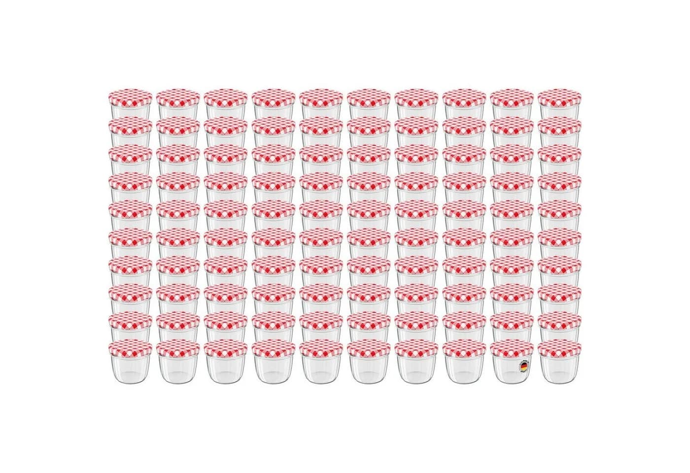Wellgro Einmachgläser 230ml 100-tlg. Schraubdeckel rot kariert Glas - Bild 2