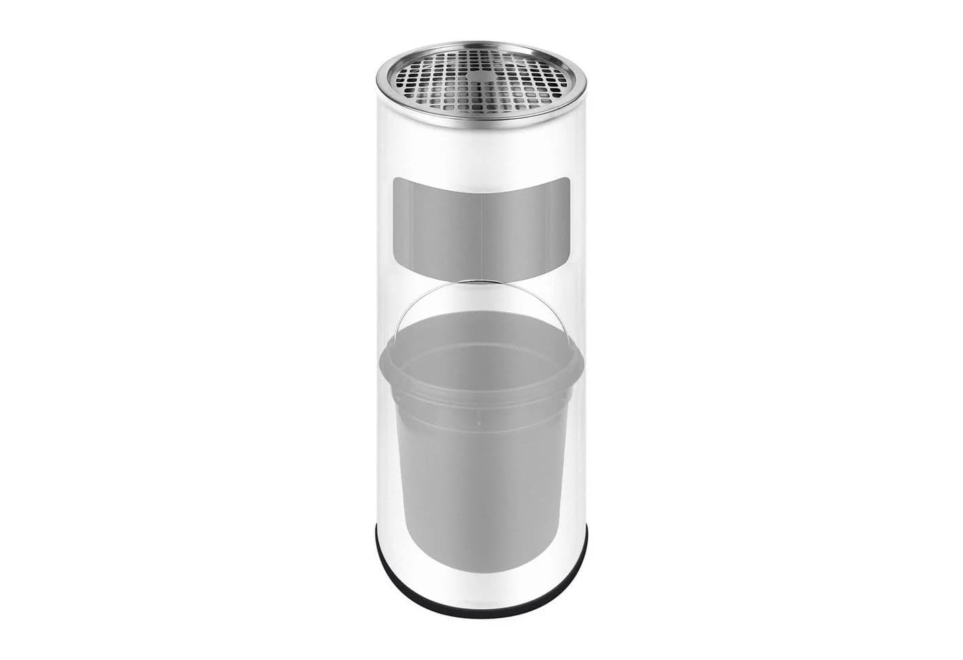 Wellgro Standaschenbecher 2-in-1 Mülleimer Edelstahl Weiß