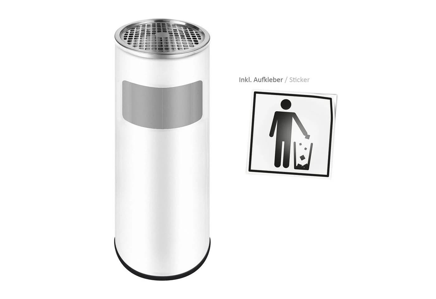 Wellgro Standaschenbecher 2-in-1 Mülleimer Edelstahl Weiß - Bild 4
