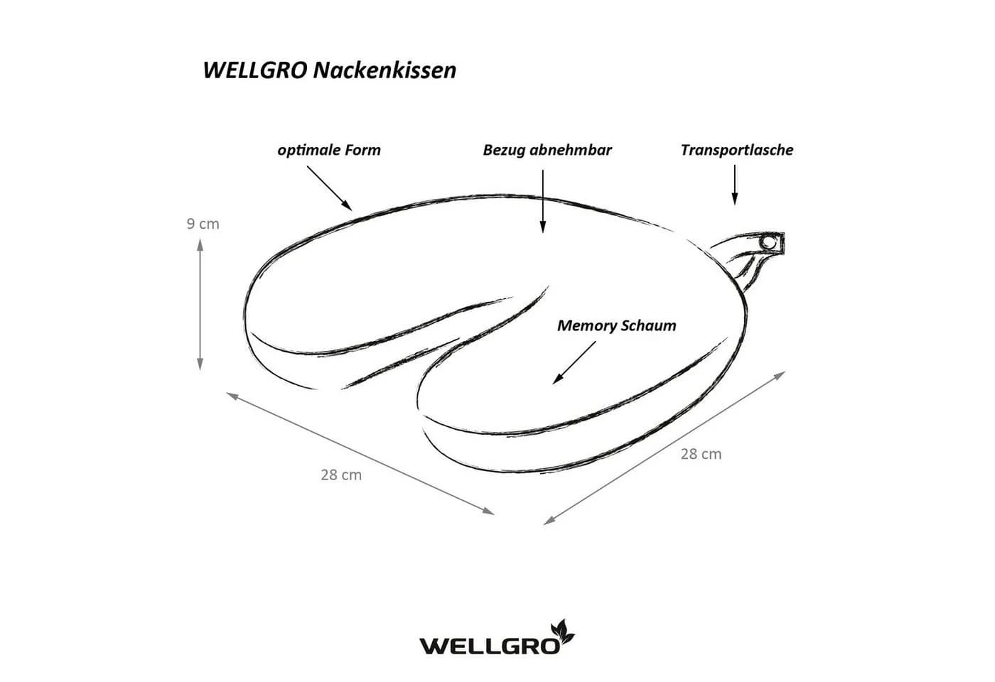 Wellgro Nackenkissen mit Memory Schaum und abnehmbarem Bezug - Bild 5
