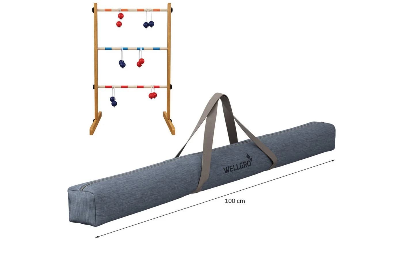 Wellgro Leitergolf aus Holz Wurfspiel mit Aufbewahrungstasche