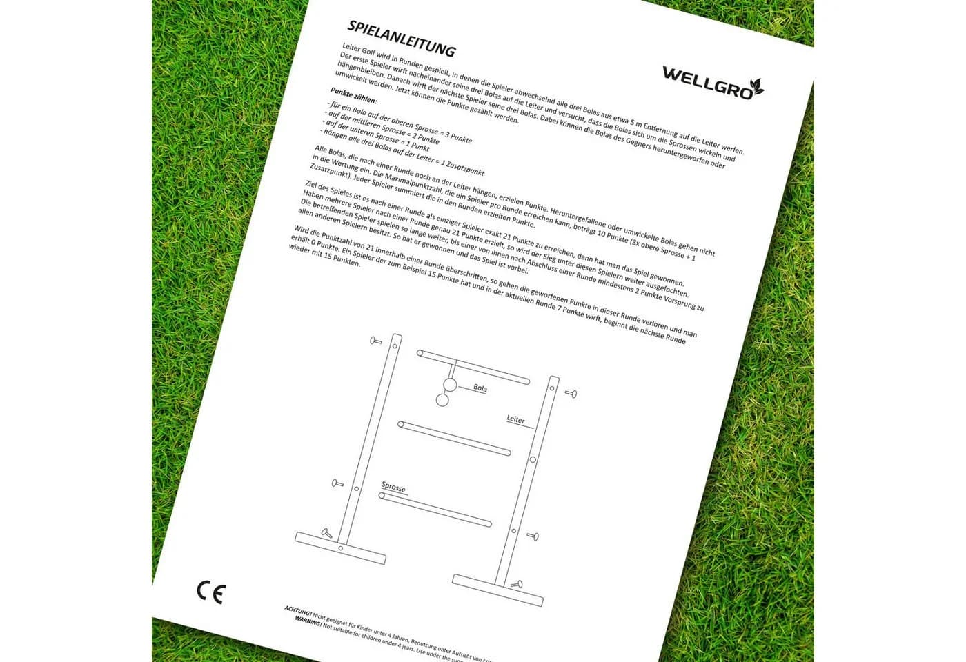 Wellgro Leitergolf aus Holz Wurfspiel mit Aufbewahrungstasche - Bild 5