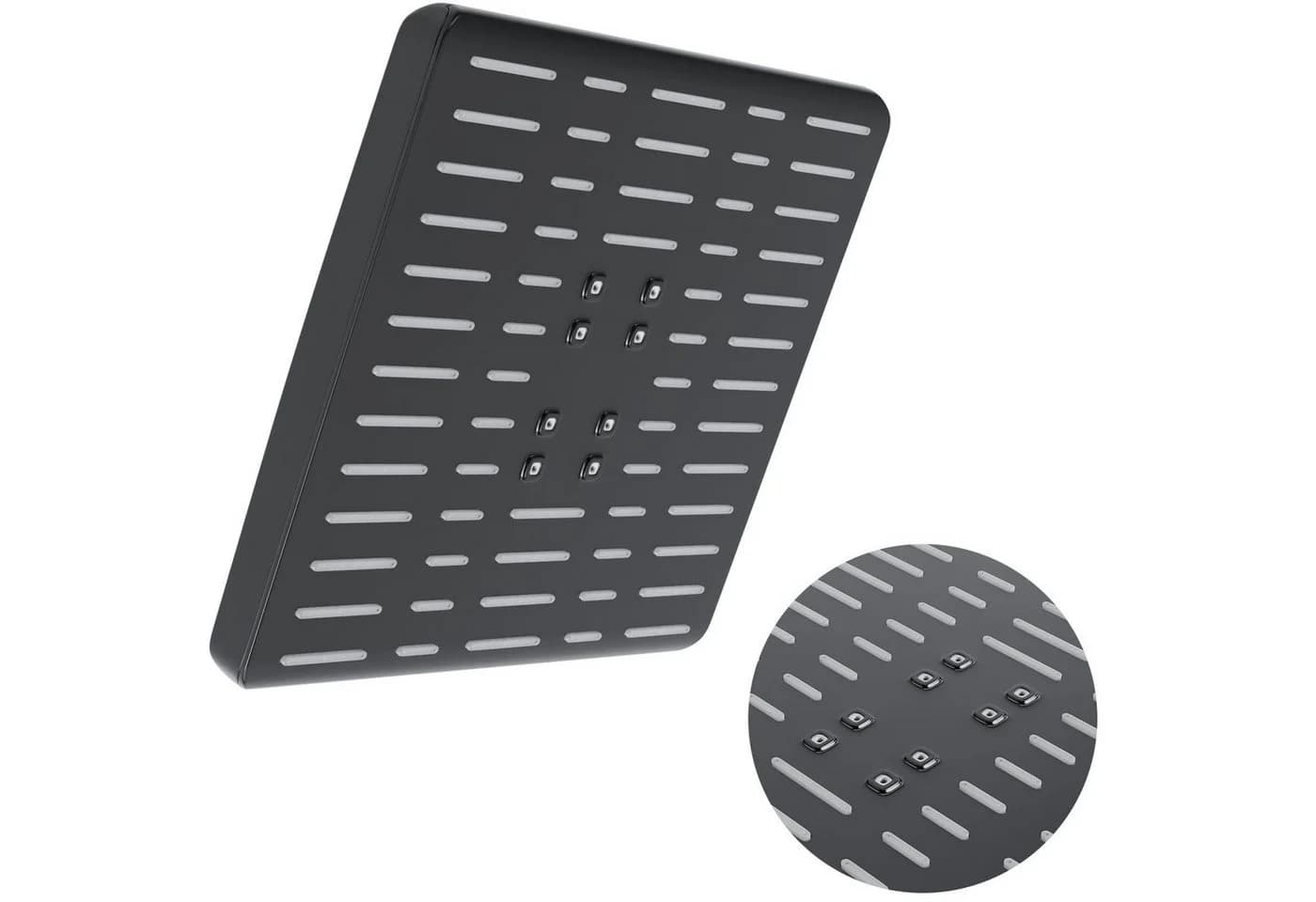 Wellgro Regendusche ABS-Kunststoff Schwarz Matt 25x25 cm