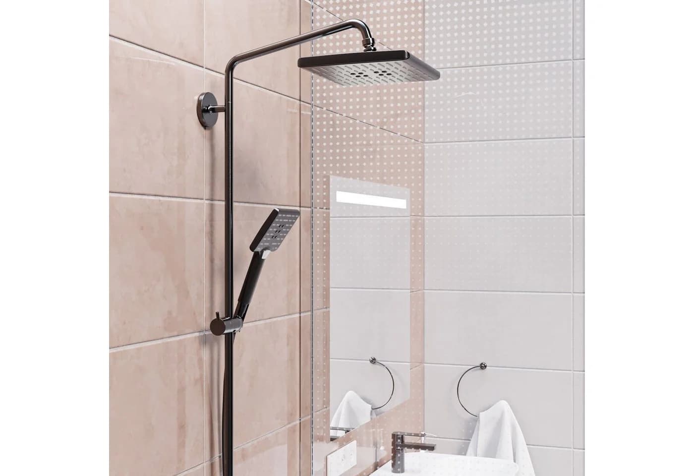 Wellgro Regendusche ABS-Kunststoff Schwarz Matt 25x25 cm - Bild 4