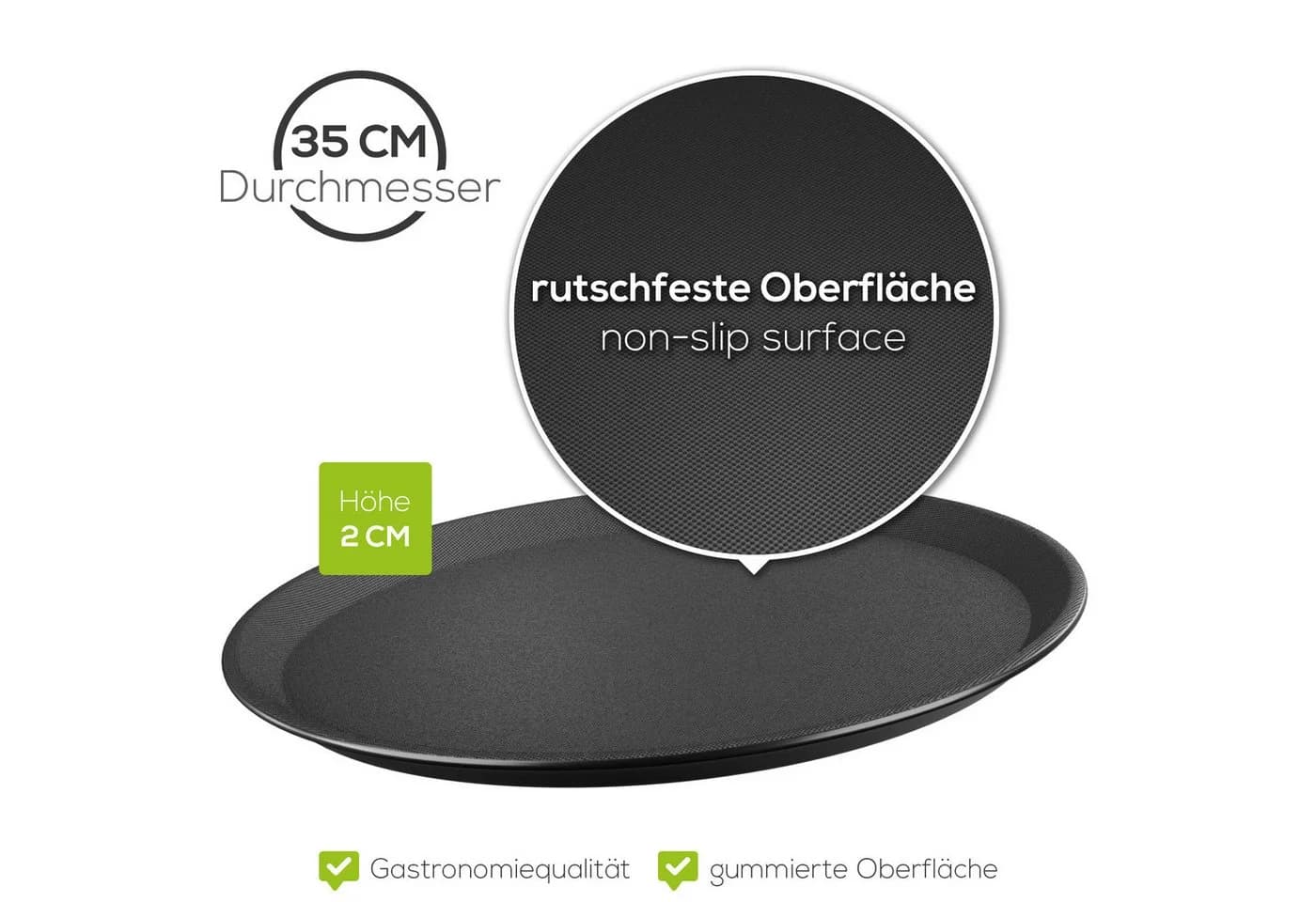 Wellgro Kellnertablett Schwarz 35 cm Antirutsch - Bild 4