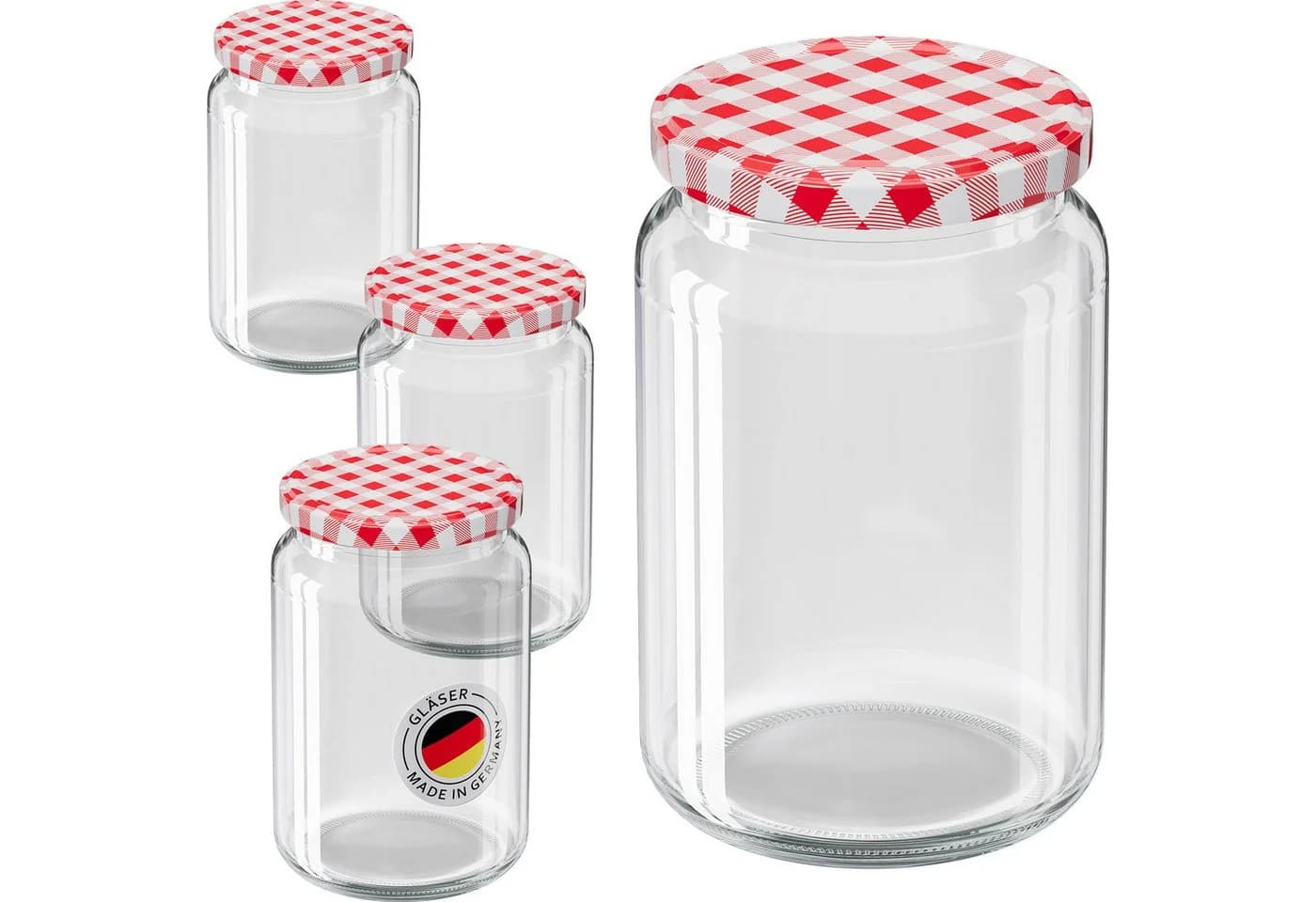 Wellgro Einmachglas-Set 6-tlg. TO 82 Schraubdeckel rot kariert Glas - Bild 2