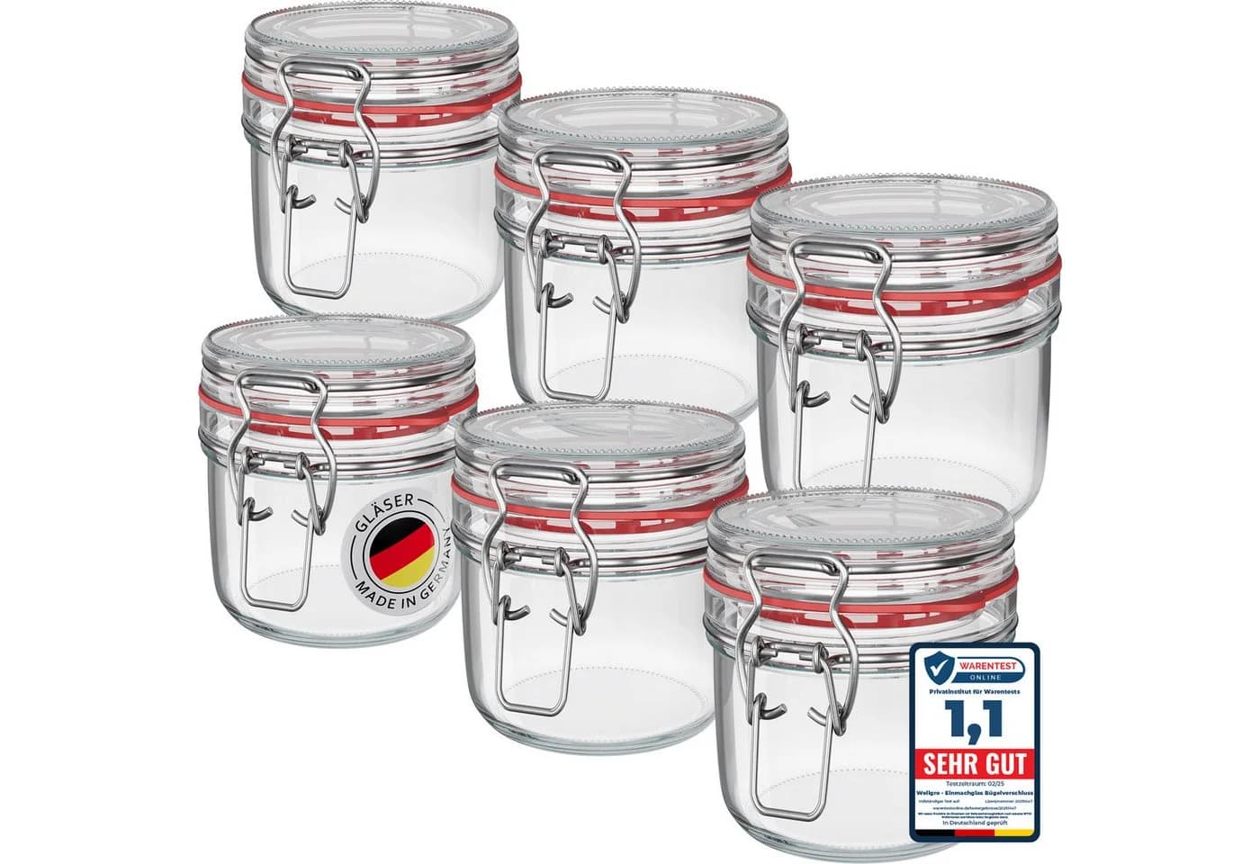 Wellgro Einmachglas mit Bügelverschluss transparent 6-tlg. - Bild 2