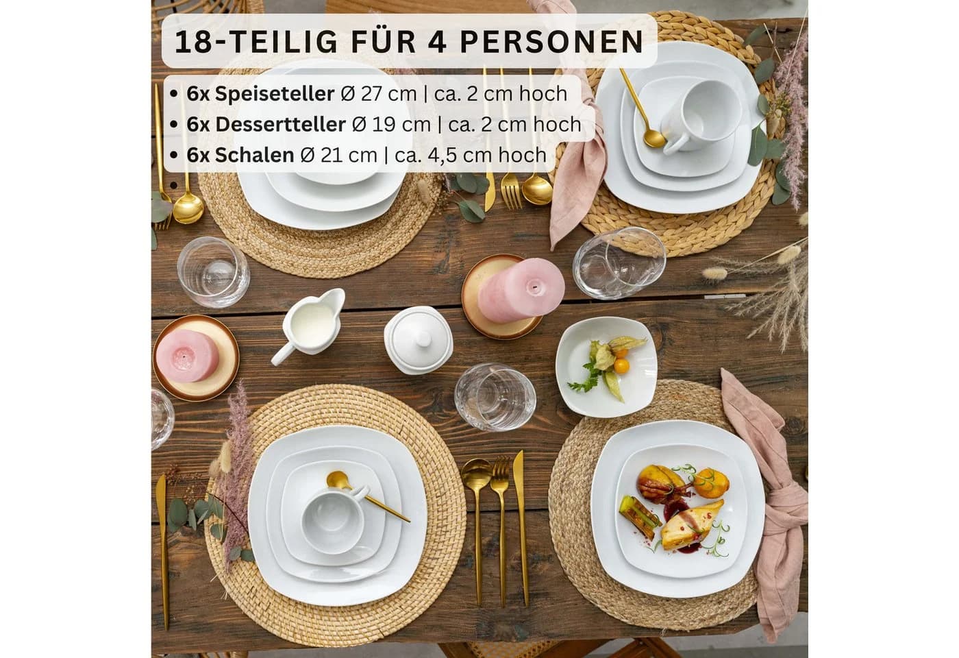 SÄNGER Tafelservice Bilgola 18-tlg. Weiß Porzellan 6 Pers.