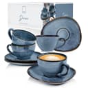 SÄNGER Kaffeeservice Darwin 8-teilig Blau Steingut Handmade Bild 2