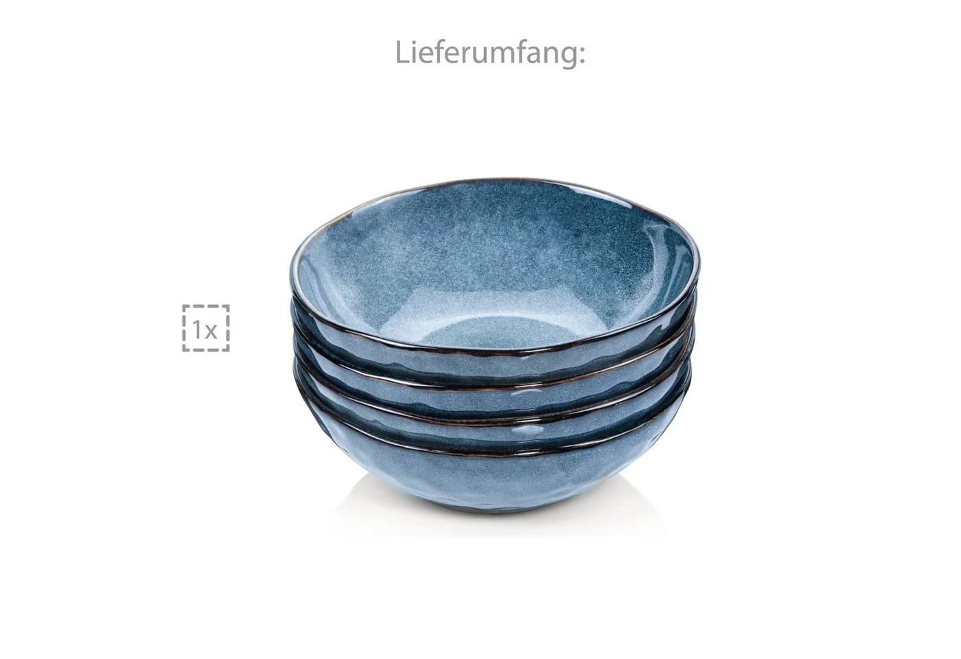 SÄNGER Schale Darwin Set 4-tlg. Blau Steingut Handmade - Bild 5