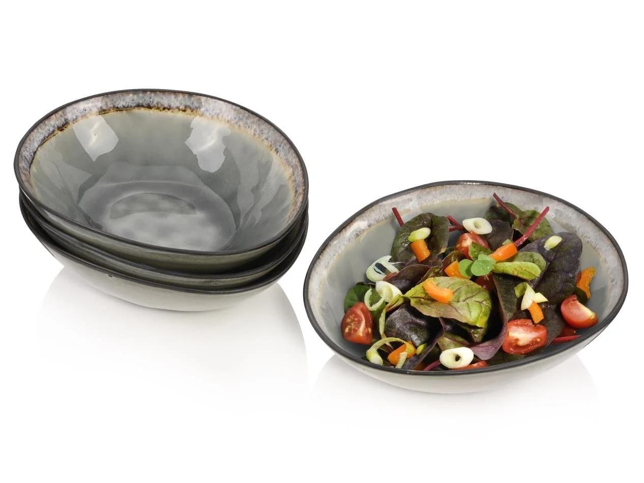 SÄNGER Salatschüssel Capri Grau 4-tlg. Steingut Krakellee-Effekt - Bild 2