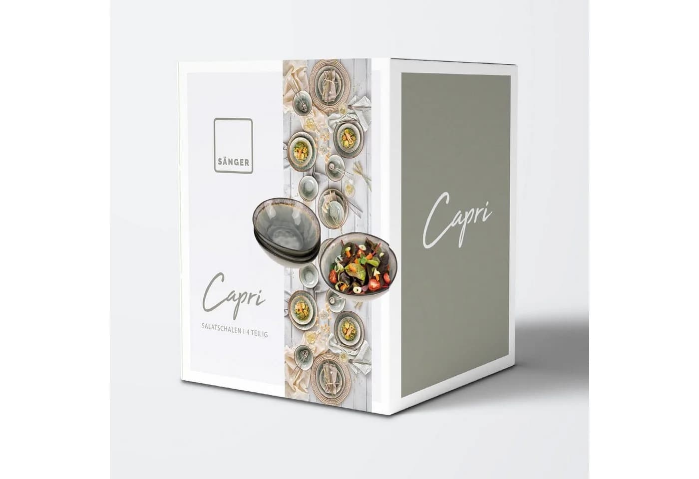 SÄNGER Salatschüssel Capri Grau 4-tlg. Steingut Krakellee-Effekt - Bild 5