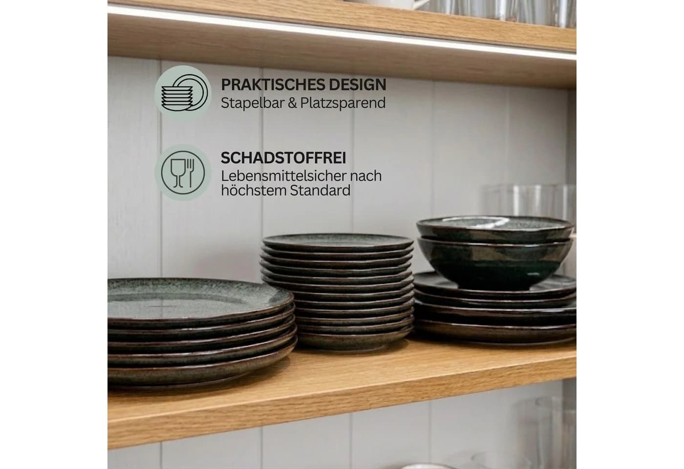 SÄNGER Tafelservice Kopenhagen 12-tlg. Grün-Grau Steingut - Bild 4