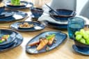 SÄNGER Servierteller Tokio Steingut Blau Schwarz Handgefertigt Bild 1