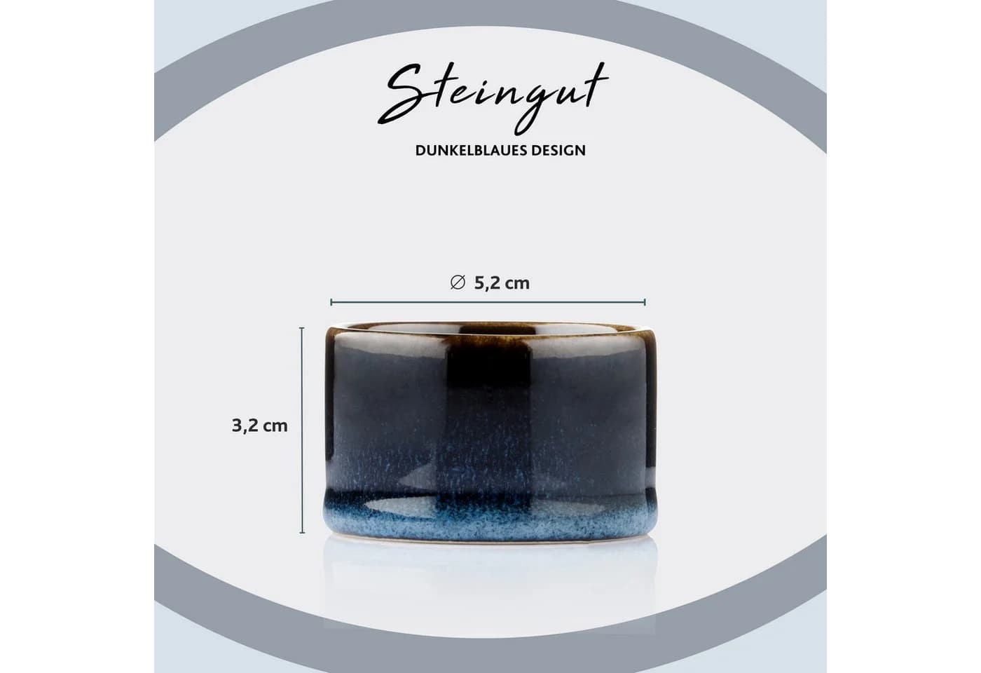 SÄNGER Teelichthalter Tokio Blau mit schwarzen Akzenten 4x Kerzengefäß 4x Teelichtkerze Handmade - Bild 3