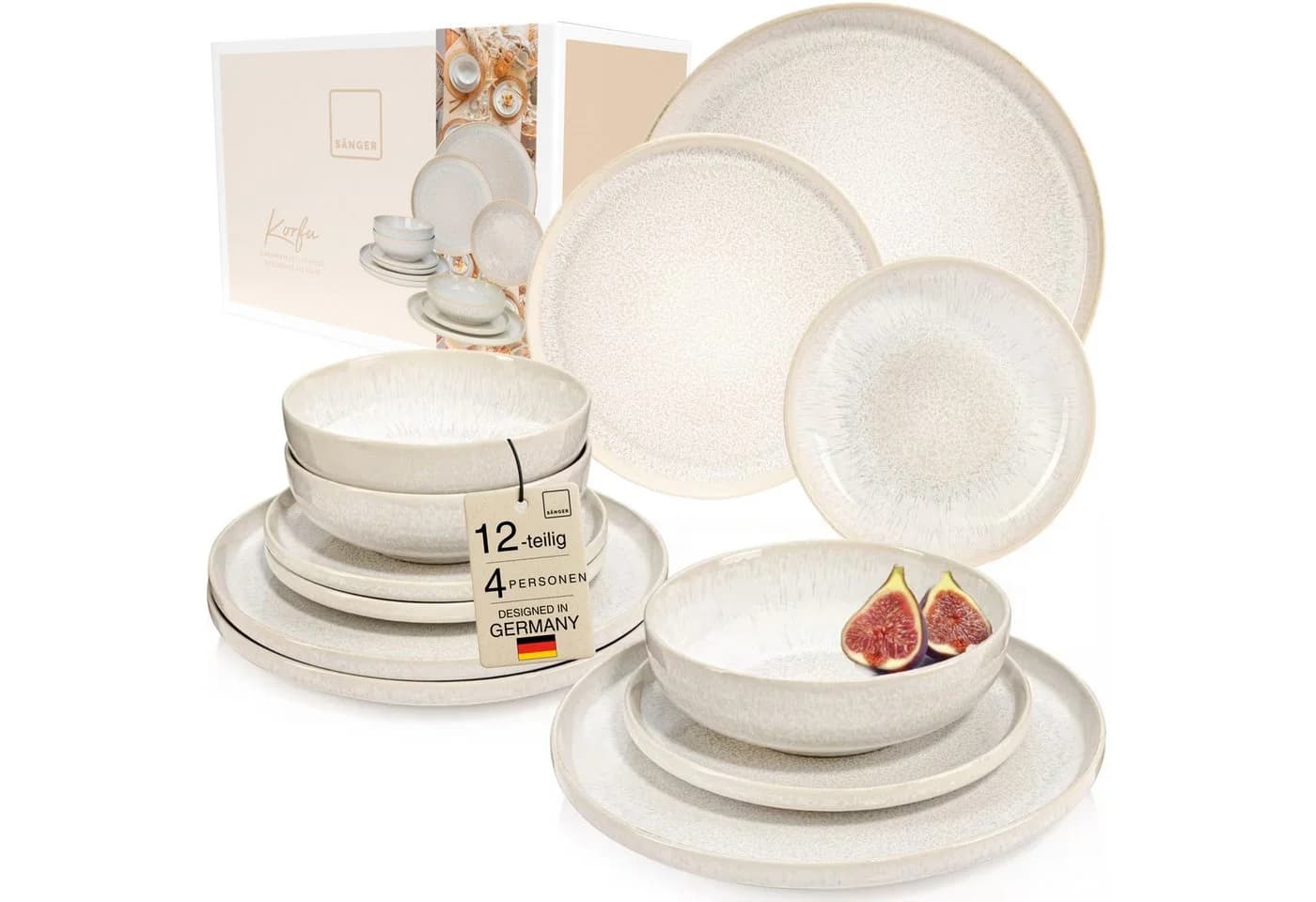 Sänger Korfu Tafelservice 12-teilig Creme Steingut - Bild 2