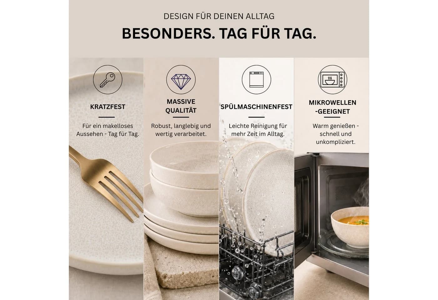 SÄNGER Korfu Kaffeetassen-Set 8-tlg. Beige Steingut Handgefertigt - Bild 3