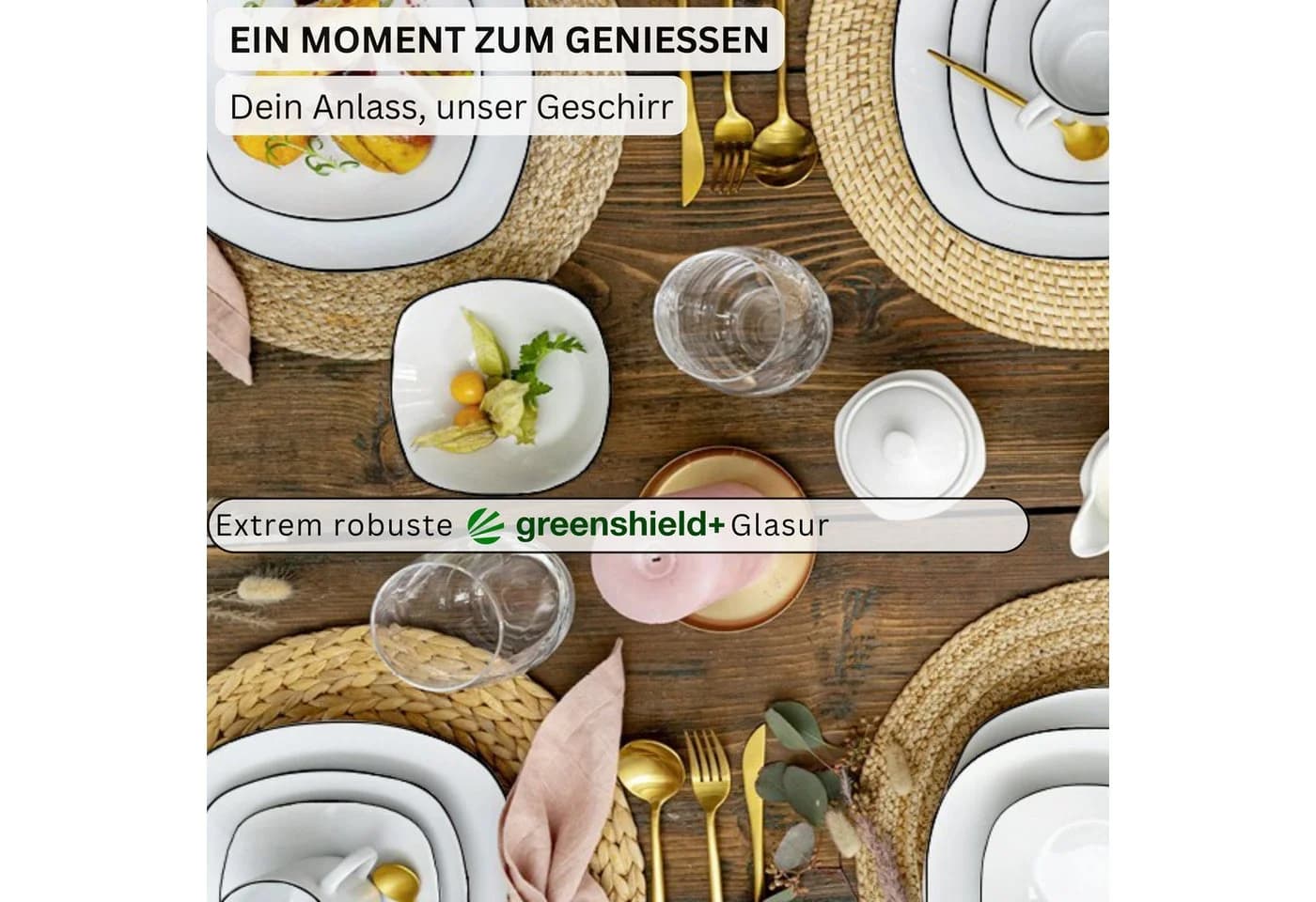 SÄNGER Kaffeeservice Bilgola Black Rim Tassen Set 12-tlg. Weiß Schwarz - Bild 3