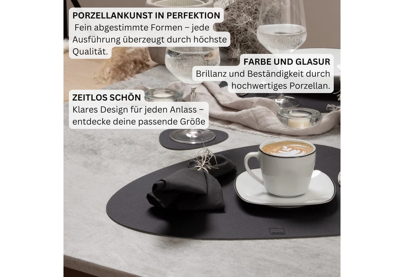 SÄNGER Kaffeeservice Bilgola Black Rim Tassen Set 12-tlg. Weiß Schwarz - Bild 5