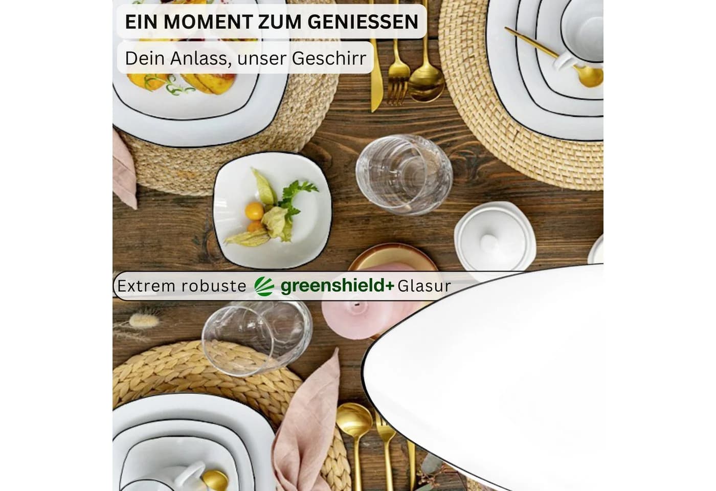 SÄNGER Geschirrset 36-tlg. Weiß/Schwarz Porzellan - Bild 3