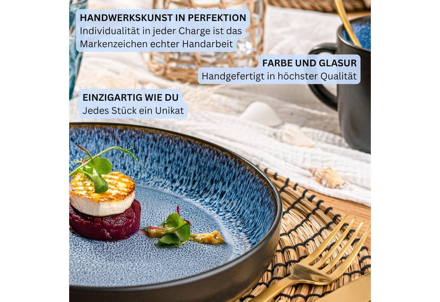 SÄNGER Pastaschalen Set 6-tlg. Aruba Schwarz Karibik Design Steingut - Bild 5