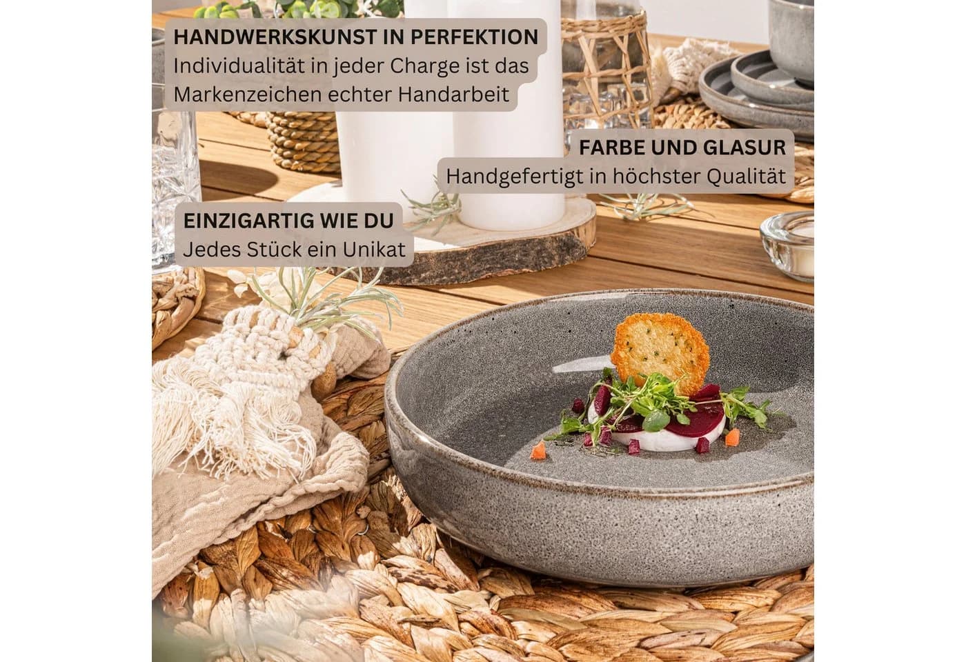 SÄNGER Teller Set Kairo 6-tlg. Pastateller Graphit Steingut - Bild 5