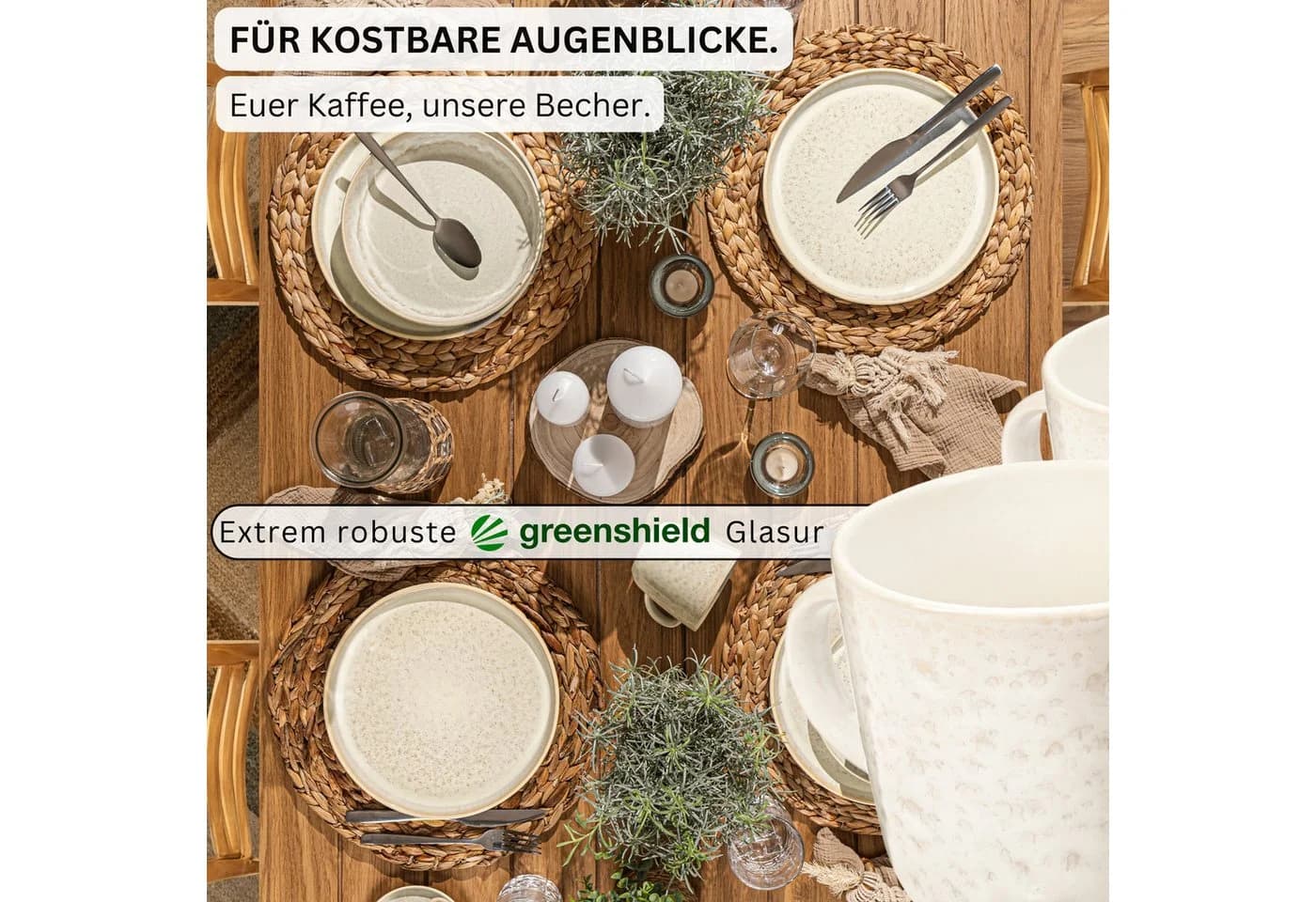SÄNGER Kaffeebecher Set 6-tlg. Key West Steingut Beige - Bild 3