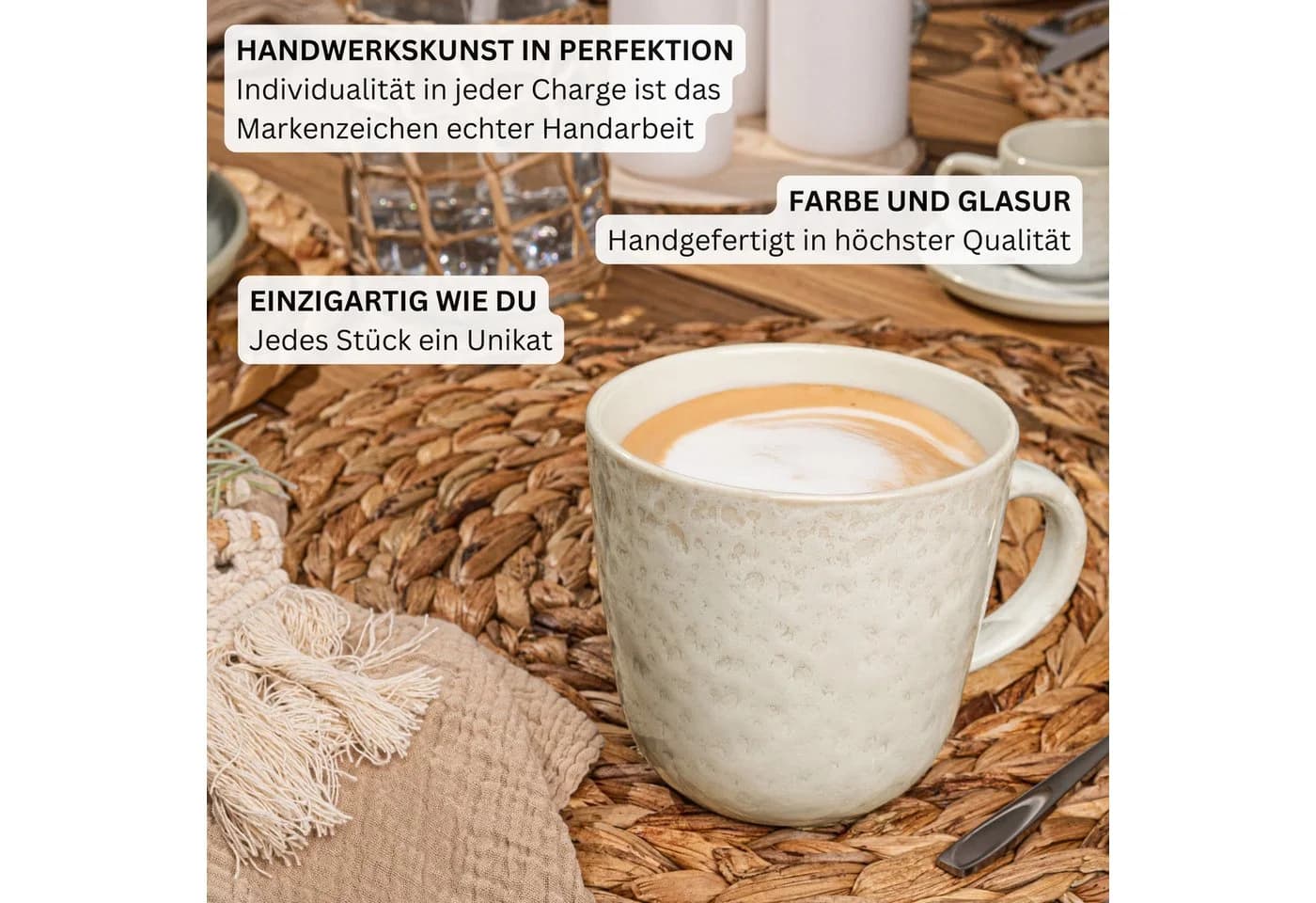 SÄNGER Kaffeebecher Set 6-tlg. Key West Steingut Beige - Bild 5