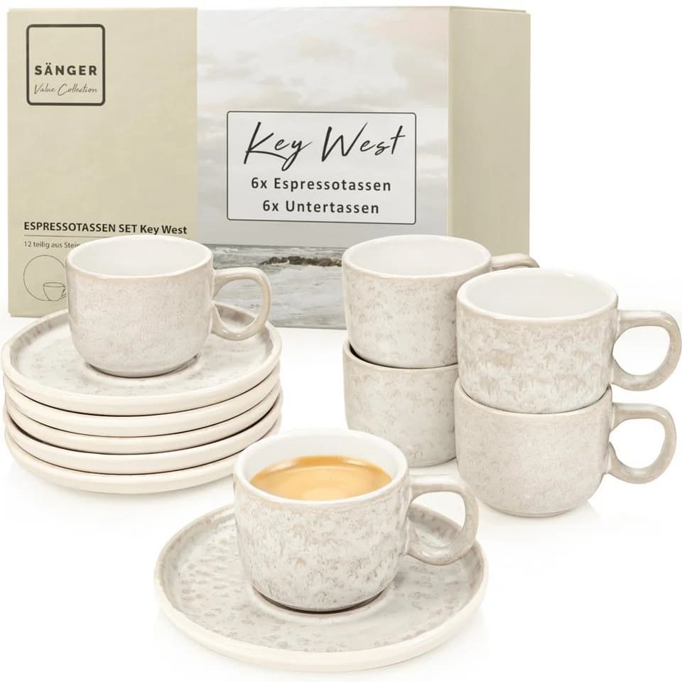 SÄNGER Espressotassen Set Key West 12-tlg. Steingut Beige - Bild 2