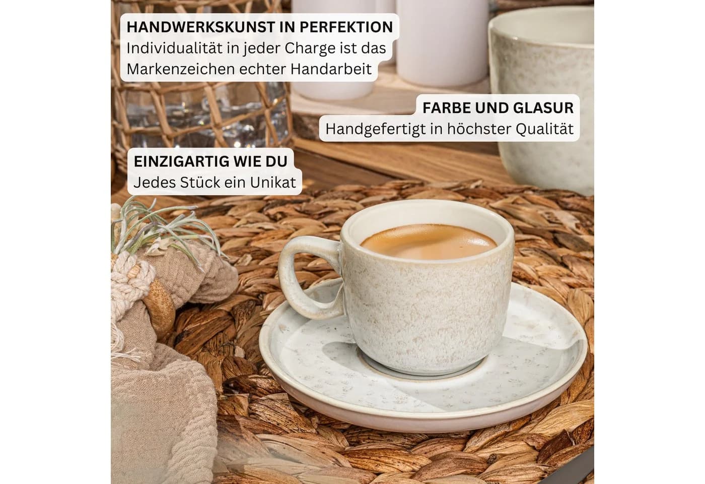 SÄNGER Espressotassen Set Key West 12-tlg. Steingut Beige - Bild 5
