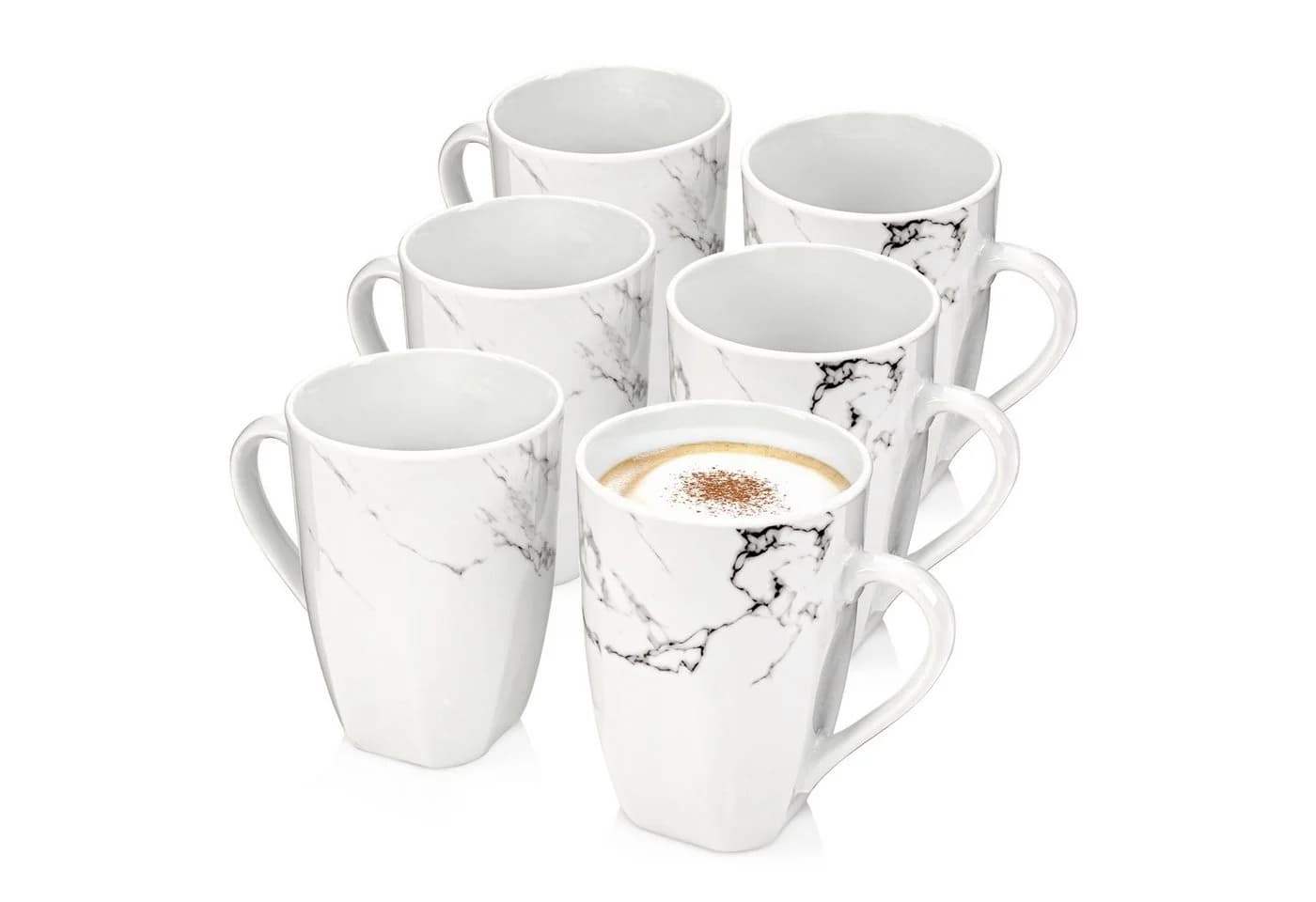 SÄNGER Kaffeebecher 6-tlg. Weiß Marmor Porzellan - Bild 2