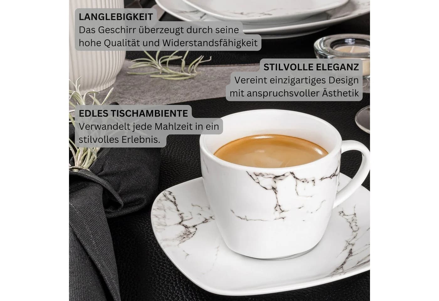 SÄNGER Tasse Bilgola Marmor 12-tlg. Weiß Porzellan Set - Bild 5