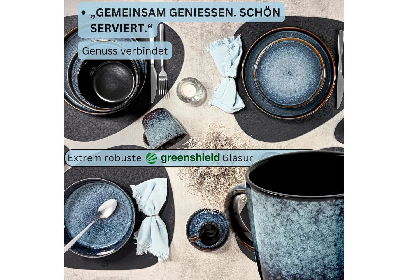 SÄNGER Kaffeebecher Set Osaka Blau Schwarz 6-tlg. Steingut - Bild 3