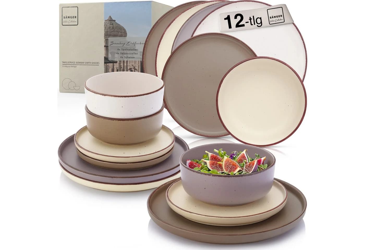 SÄNGER Geschirr-Set Bombay 12-tlg. Beige Steingut - Bild 2