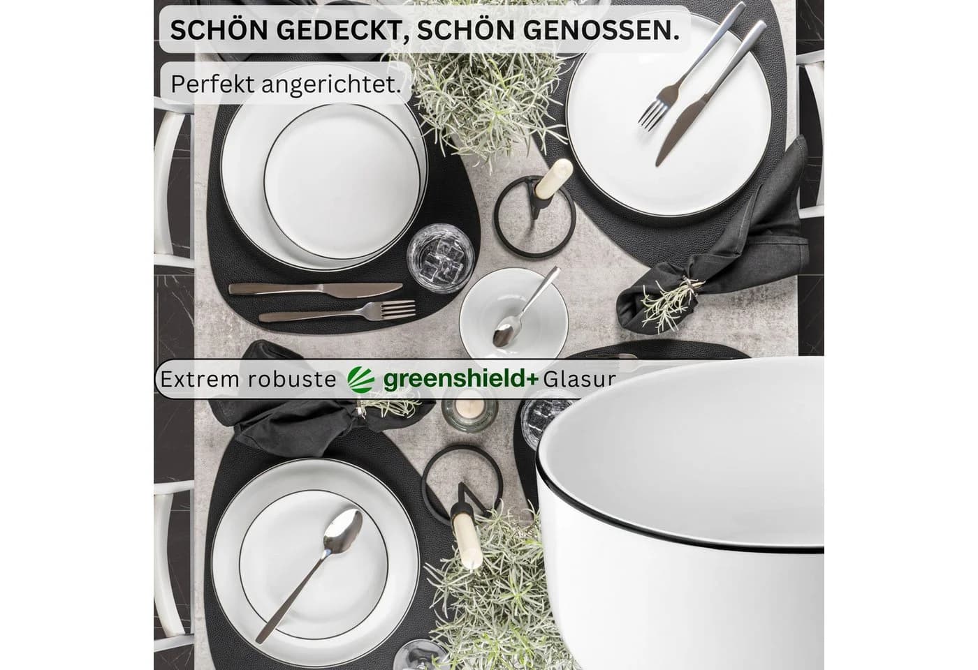SÄNGER Müslischalen Set 6-tlg. Weiß/Schwarz Porzellan - Bild 3