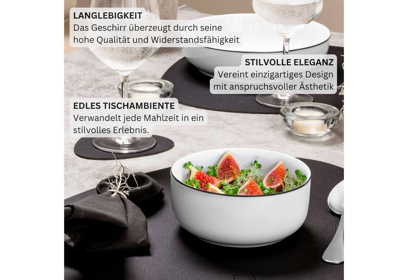 SÄNGER Müslischalen Set 6-tlg. Weiß/Schwarz Porzellan - Bild 5