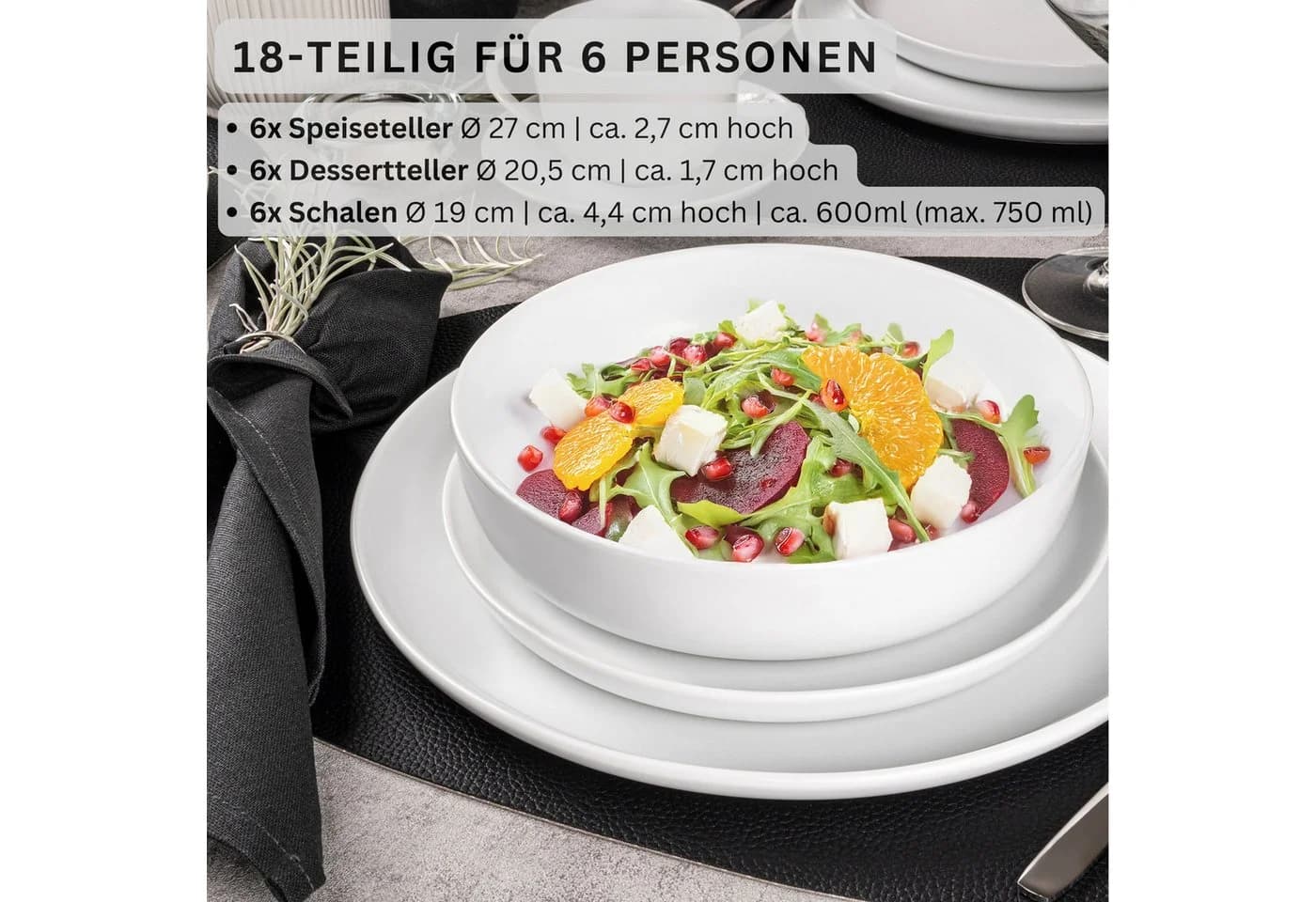 SÄNGER Tafelservice Marlo Geschirrset 18-tlg. Weiß Porzellan